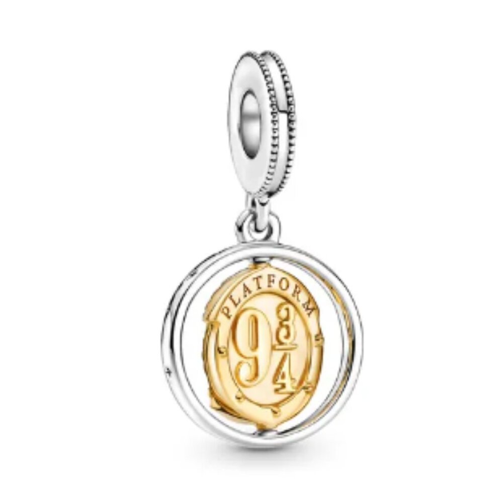 🎆LINX DISCONTINUED Silver Platform 9-3/4 Harry Potter Spining Gold Charm
